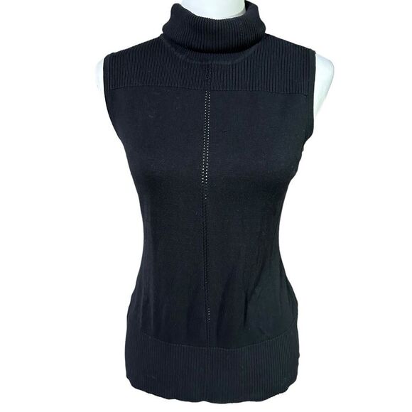 Calvin Klein Black Sleeveless Turtleneck Lightweight Sweater Sz Small - Picture 1 of 11